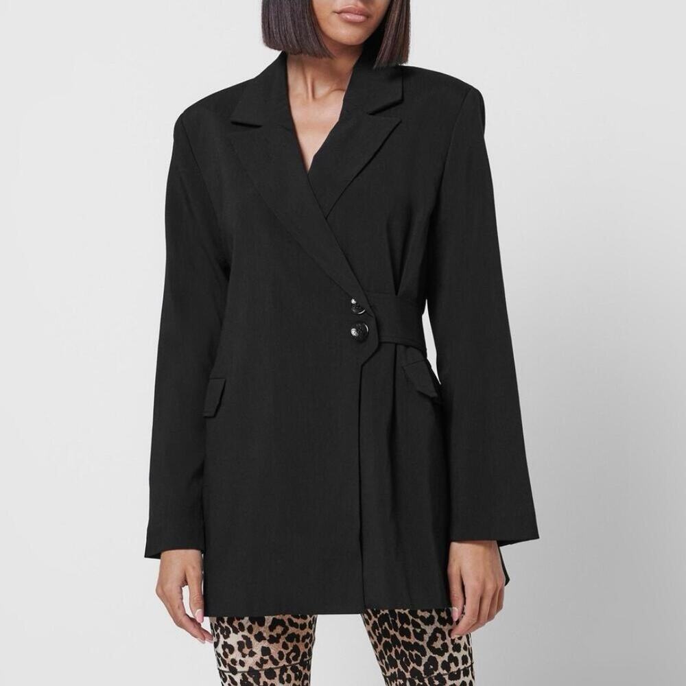 NWT Ganni Melange Suit Jacket Black Size 40 - US 8/10